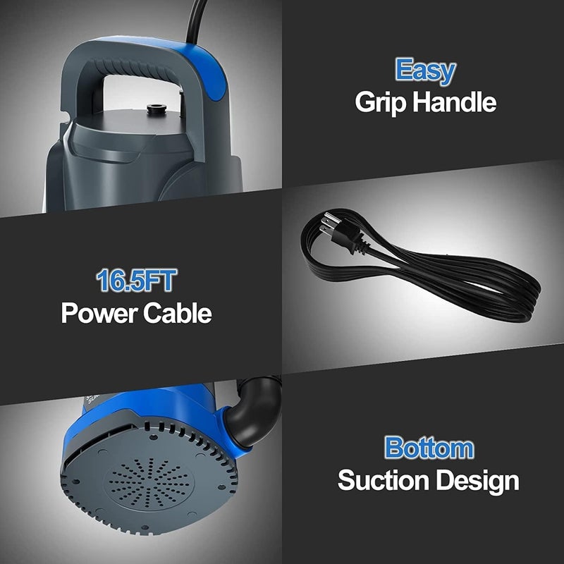 PANRANO Sump Pump 1.1HP Submersible Clean/Slight Dirty Water Draining Pump 4700GPH Electric Portable Transfer Water Pump for Swimming Pool Tubs Garden Pond - Image 5